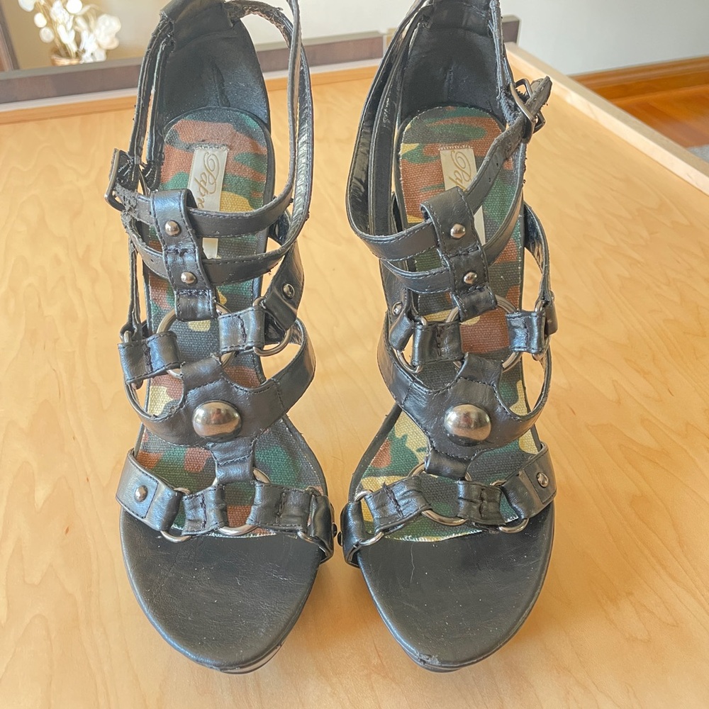 Black Strappy Women's Heels